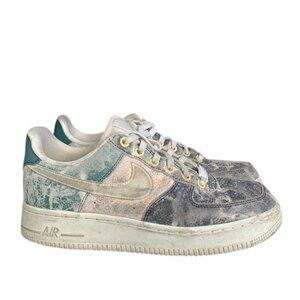 Nike Air Force 1 Low Metallic Leather Sneakers Women’s 8 White Casual Classic